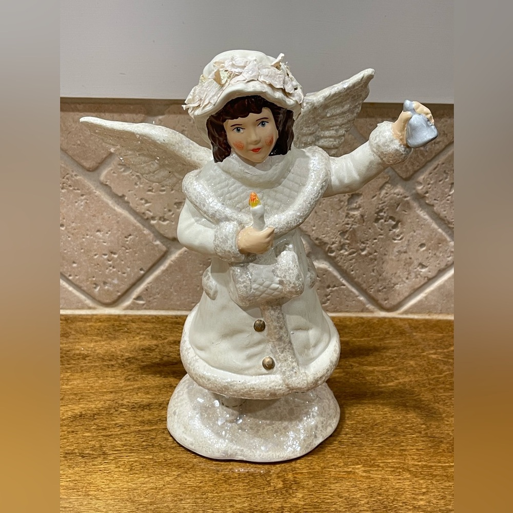 Vintage Angel Figurine with Candle & bell